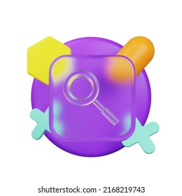 3d Illustration Ui Icon Glassmorphism Magnifying 3d Render