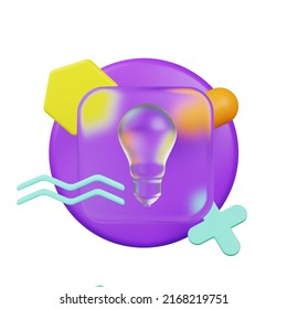 3d Illustration Ui Icon Glassmorphism Light Bulb 3d Render