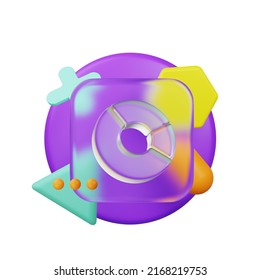 3d Illustration Ui Icon Glassmorphism Data Pie Chart Icon 3d Render