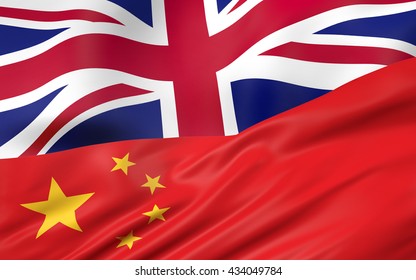 3D Illustration Of UK And China Flag