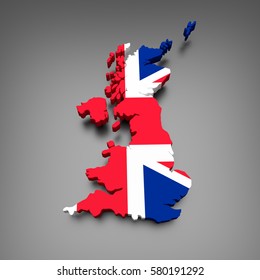 3D Illustration Of UK Map