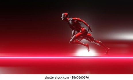 3D Illustration of a unstoppable runner on the track.