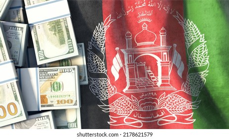 3D Illustration, US Dollars On Afghanistan Flag