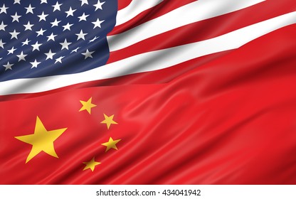 3D Illustration Of USA And China Flag