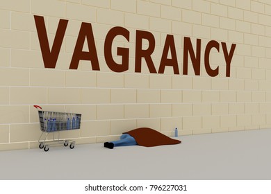 3D Illustration Of VAGRANCY Title On Brick Wall