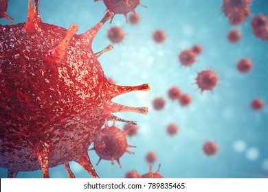 3d illustration viral infection causing chronic disease. Hepatitis viruses, influenza virus H1N1, Flu, cell infect organism, aids. Virus abstract background.