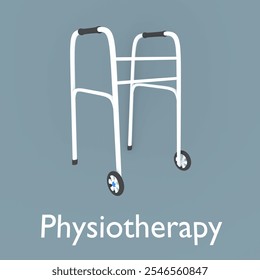 3D illustration of a walker, titled Physiotherapy. - Powered by Shutterstock