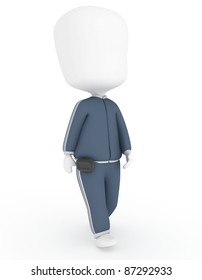 3D Illustration Of A Walking Man Wearing A Pedometer