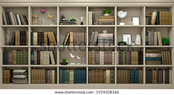 Wall wooden background classical library books or library study wallpaper