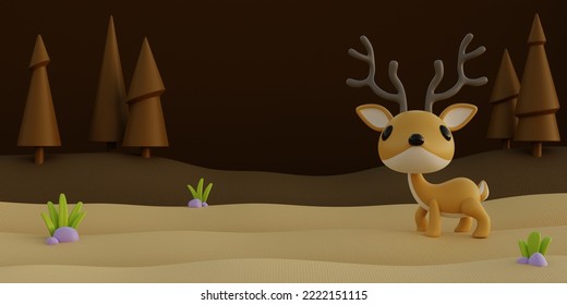 3d illustration wallpaper cute adorable stag