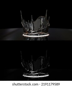 3D Illustration Of A Water Splash Crown With Alpha Channel