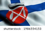 3D Illustration of a waving Finland city flag of Keuruu