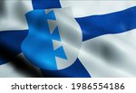 3D Illustration of a waving Finland city flag of Kurikka