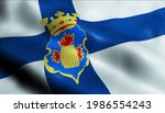 3D Illustration of a waving Finland city flag of Nykarleby