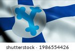 3D Illustration of a waving Finland city flag of Ylivieska