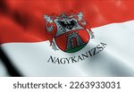 3D Illustration of a waving Hungary city flag of Nagykanizsa