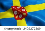 3D Illustration of a waving Sweden province flag of Narke