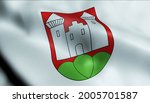 3D Illustration of a waving Switzerland city flag of Steffisburg