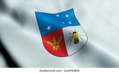 3D Illustration of a waving Uruguay department flag of Colonia
