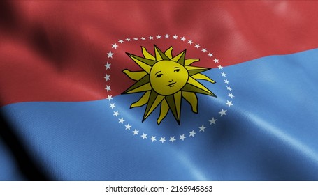 3D Illustration of a waving Uruguay department flag of San Jose
