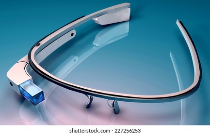 3D Illustration Of  A Wearable Computer Technology With An Optical Head-mounted Display 