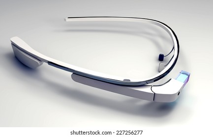 3D Illustration of  a wearable computer technology with an optical head-mounted display 
