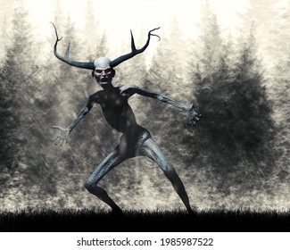 3d Illustration Of A Wendigo Native American Evil Spirit Cannibal Creature 