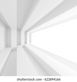 3d Illustration Of White Abstract Architecture Wallpaper. Building Blocks