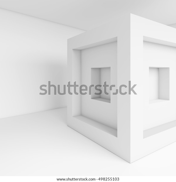 3d Illustration White Cubes Interior Abstract Stock Illustration 498255103