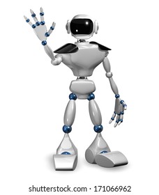 3d Illustration Little Robot Doing One Stock Illustration 1673056144