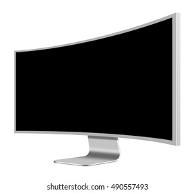 3D illustration Wide Screen Computer Mornitor with blank screen on white background