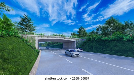 3d Illustration Of Wildlife Crossing In National Park