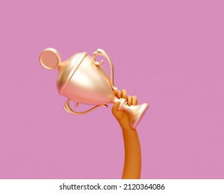 3d illustration winners champion cup cartoon style hand competition - Powered by Shutterstock