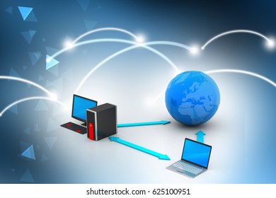 3d illustration of Wireless networking system
