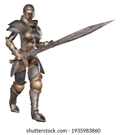 3d illustration of an woman with a fantasy armor