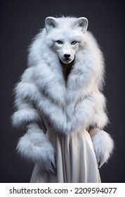 3D Illustration Of Woman In Wolf Costume