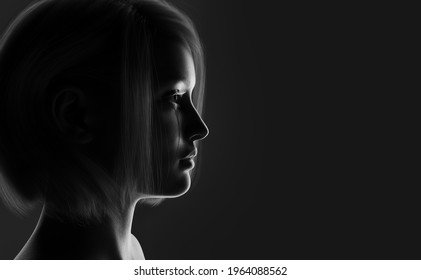 女性 横顔 逆光 のイラスト素材 画像 ベクター画像 Shutterstock