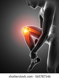 3d Illustration Of Women Knee Pain