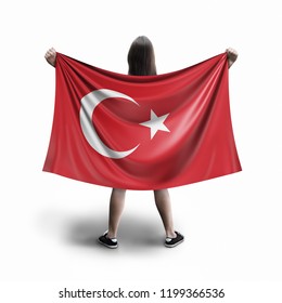 3d Illustration. Women And Turkish Flag