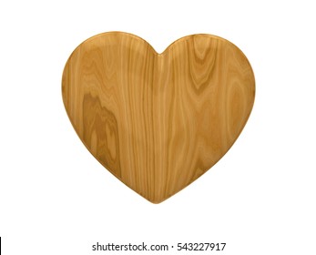 3D illustration wood heart on a white background