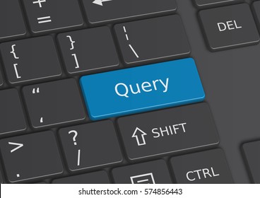 A 3D illustration of the word Query written on a blue key from the keyboard
