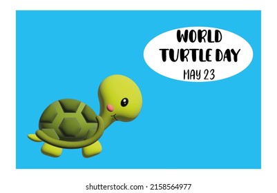 3d illustration of World Turtle Day on May 23 with a design of a funny turtle - Powered by Shutterstock