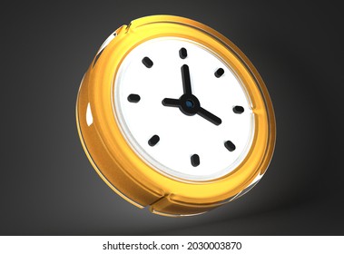 3d Illustration Yellow Clock Glass Mode