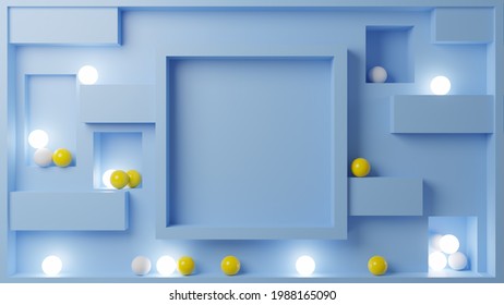 3D Illustration With Yellow And White Glowing Spheres Surrounding A Frame.