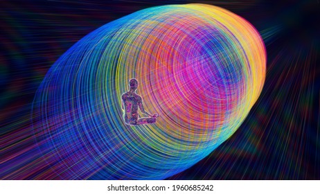 3d Illustration Of A Yogi Traveling In An Energy Vortex Through Space