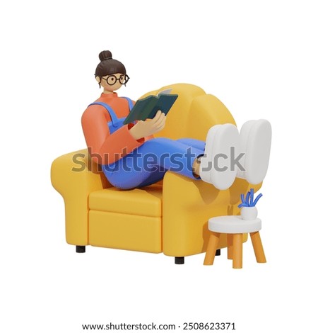 Similar – Image, Stock Photo Young woman engages in paper crafting at home