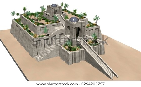 3D Illustration of the Ziggurat of Ur Imagine de stoc © 