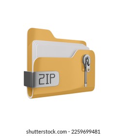 3D Illustration Zip Folder, documents