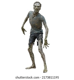 3D Illustration Zombie Men Isolated White Background