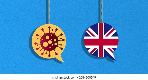 3d Illustration,Coronavirus Mutation.New Variant And Strain Of SARS CoV 2.British Flag.